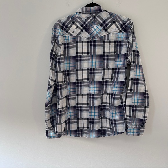 Guess Men's Size Men's Large Plaid Shirt Gauzy Cotton Western Fit Snap Buttons - Picture 4 of 10